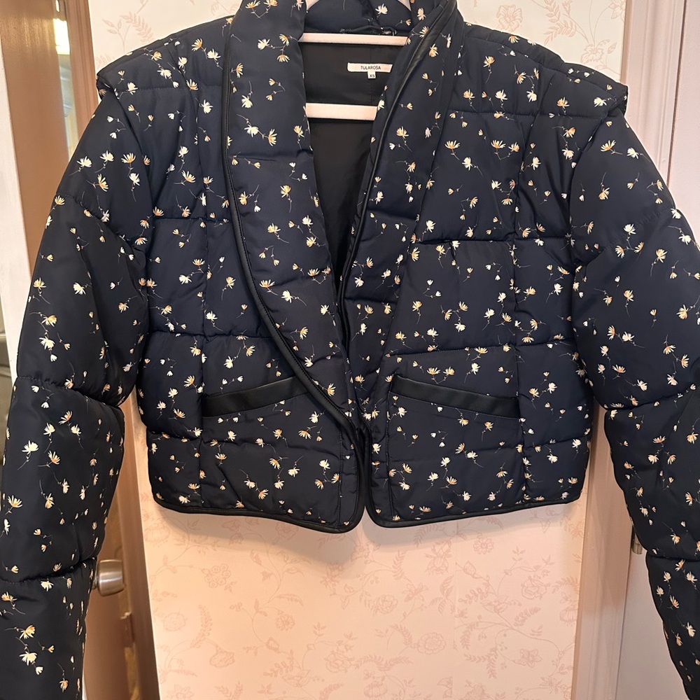 Tularosa Navy Floral Quilted Puffer Jacket